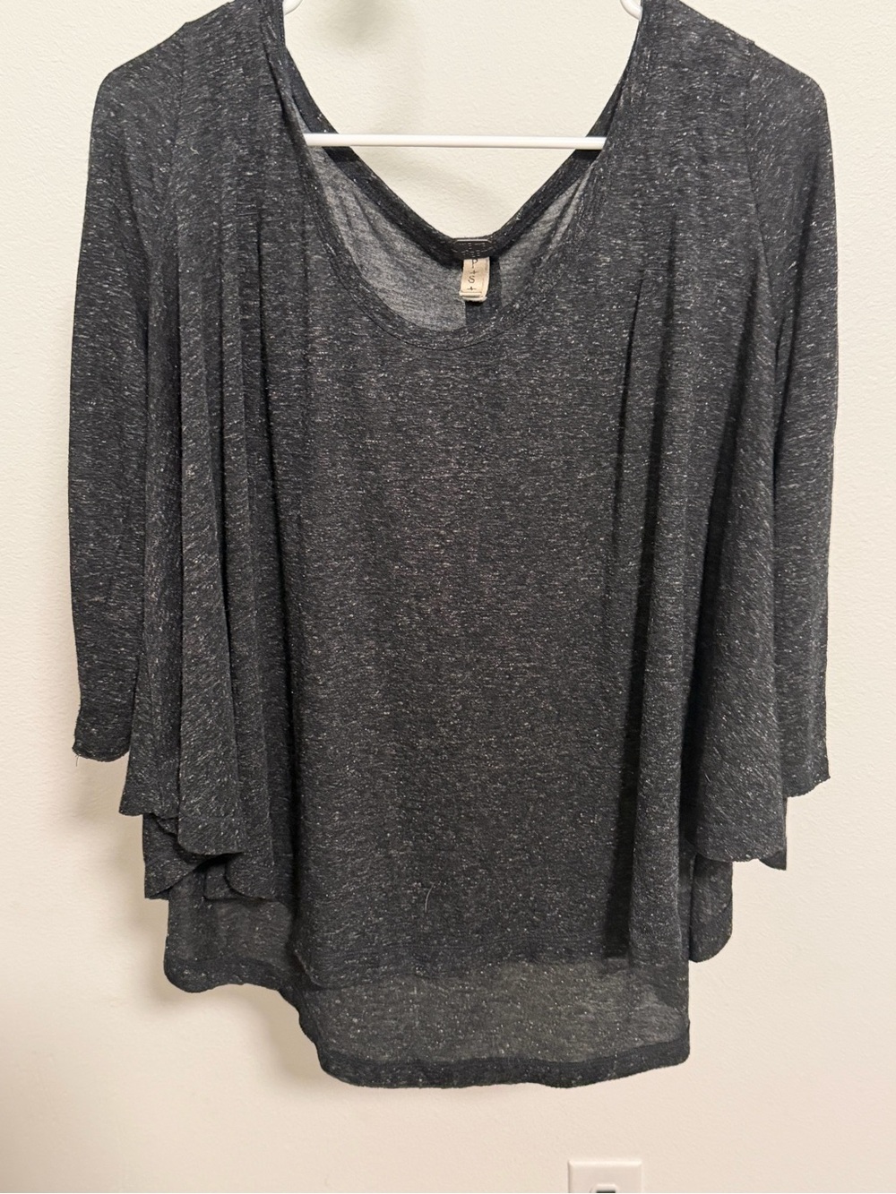 We The Free Charcoal Heather Draped Long Sleeve Top